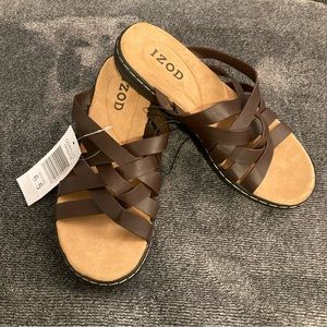 IZOD Women's Size 6.5 Slaight Strappy Fashion Slide Sandal, Brown NEW WithoutBox